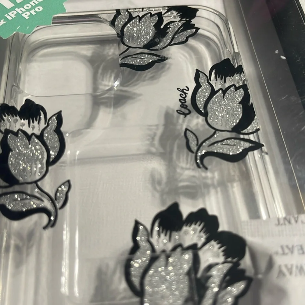New Coach iPhone 12/ 12 pro clear flower phone case